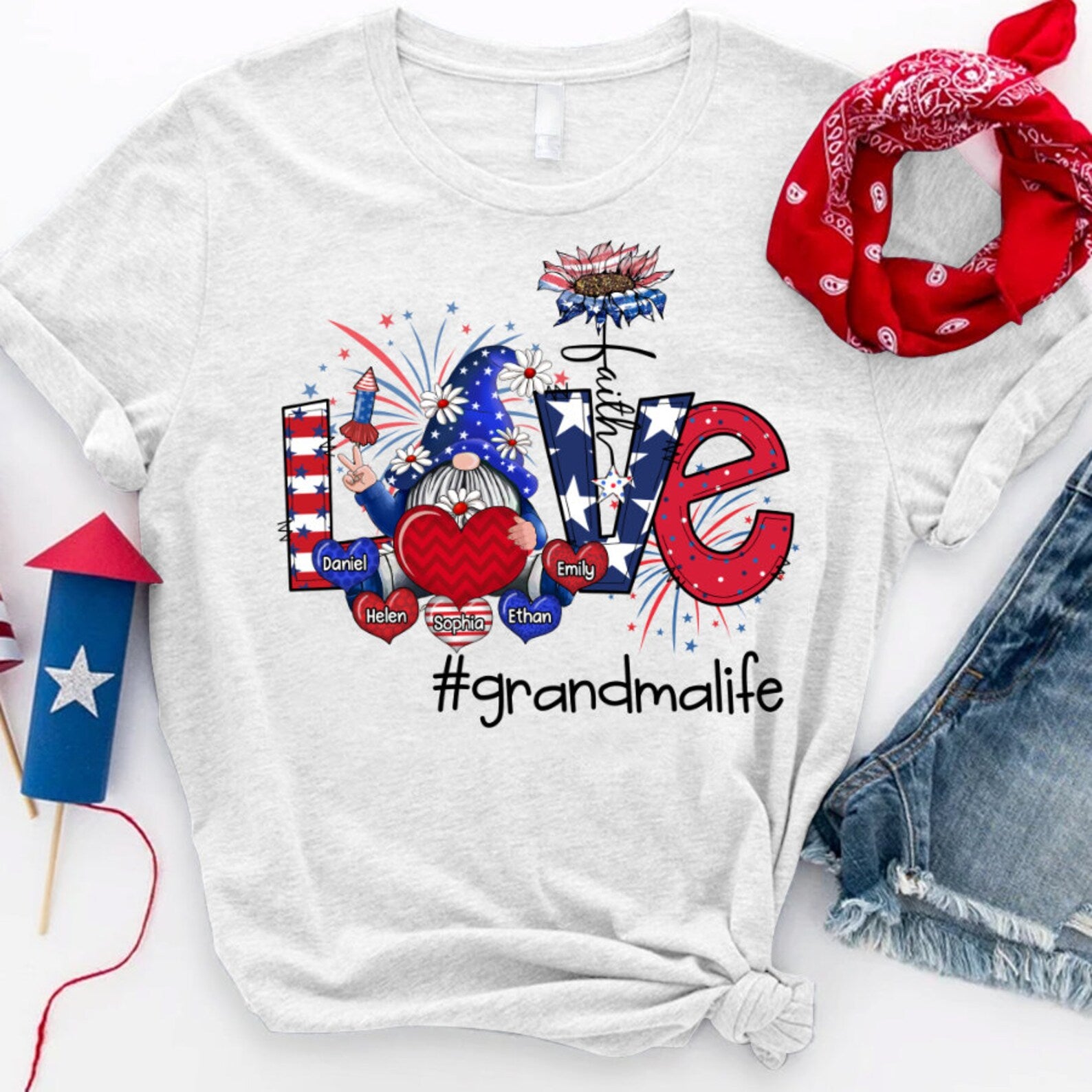 Personalized Grandma Shirt, Custom Gnomes Love Grandma Life Gnomes With Kid Names
