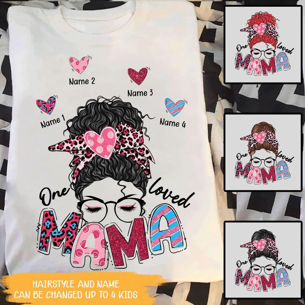 Mom Custom T Shirt One Loved Mama Personalized Gift