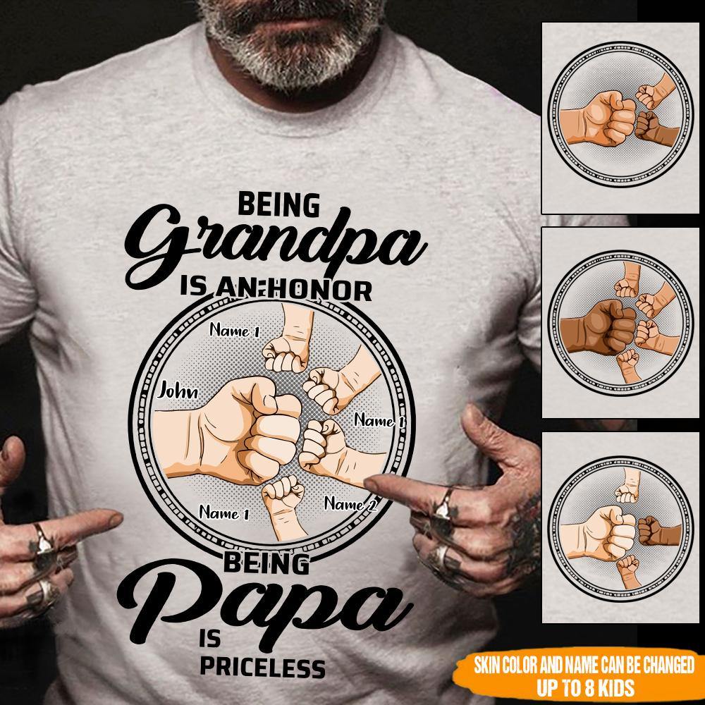 Grandpa Custom T Shirt Being Papa Is Priceless Personalized Gift