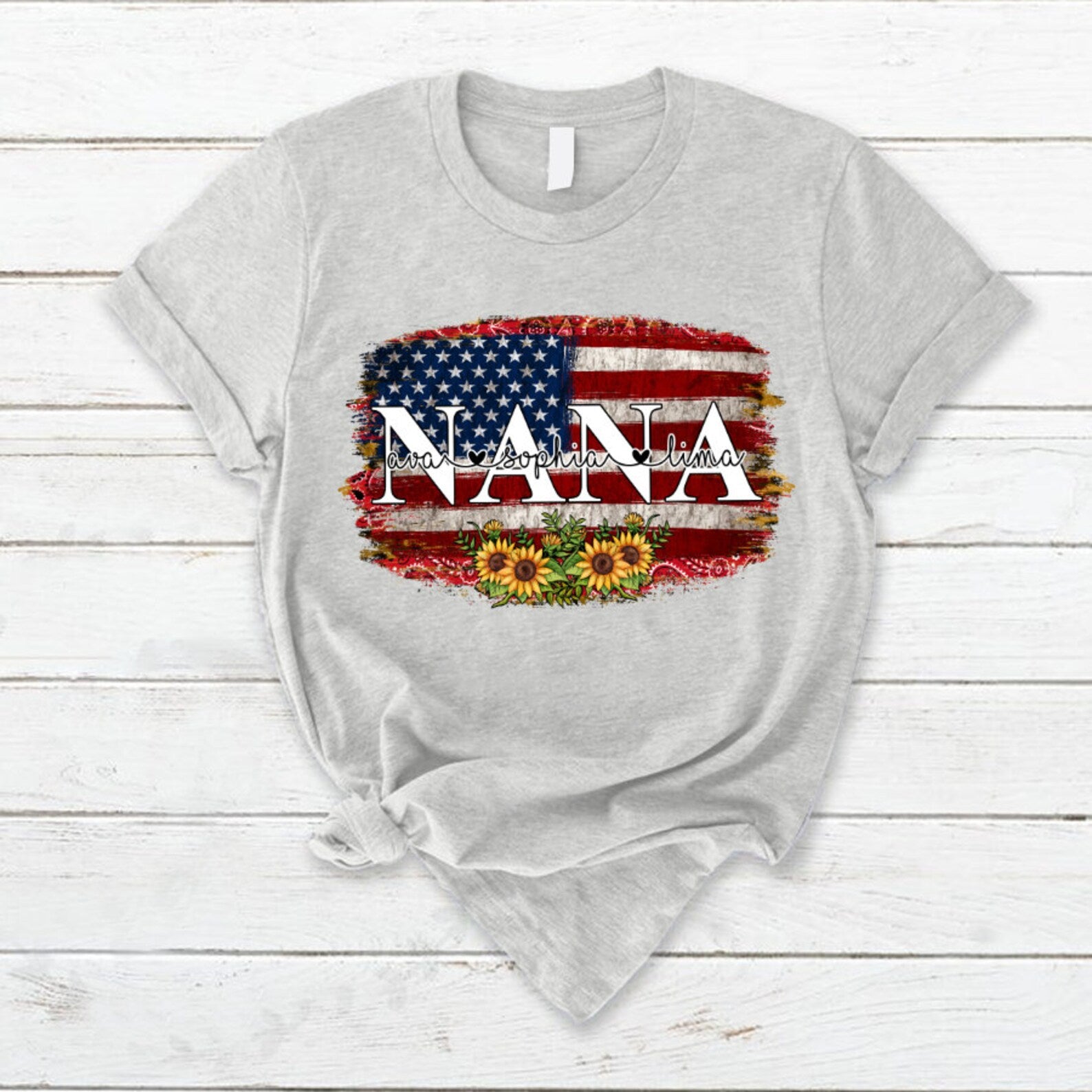 Personalized Vintage Nana Shirt, Custom America Grandma Patriotic Shirt