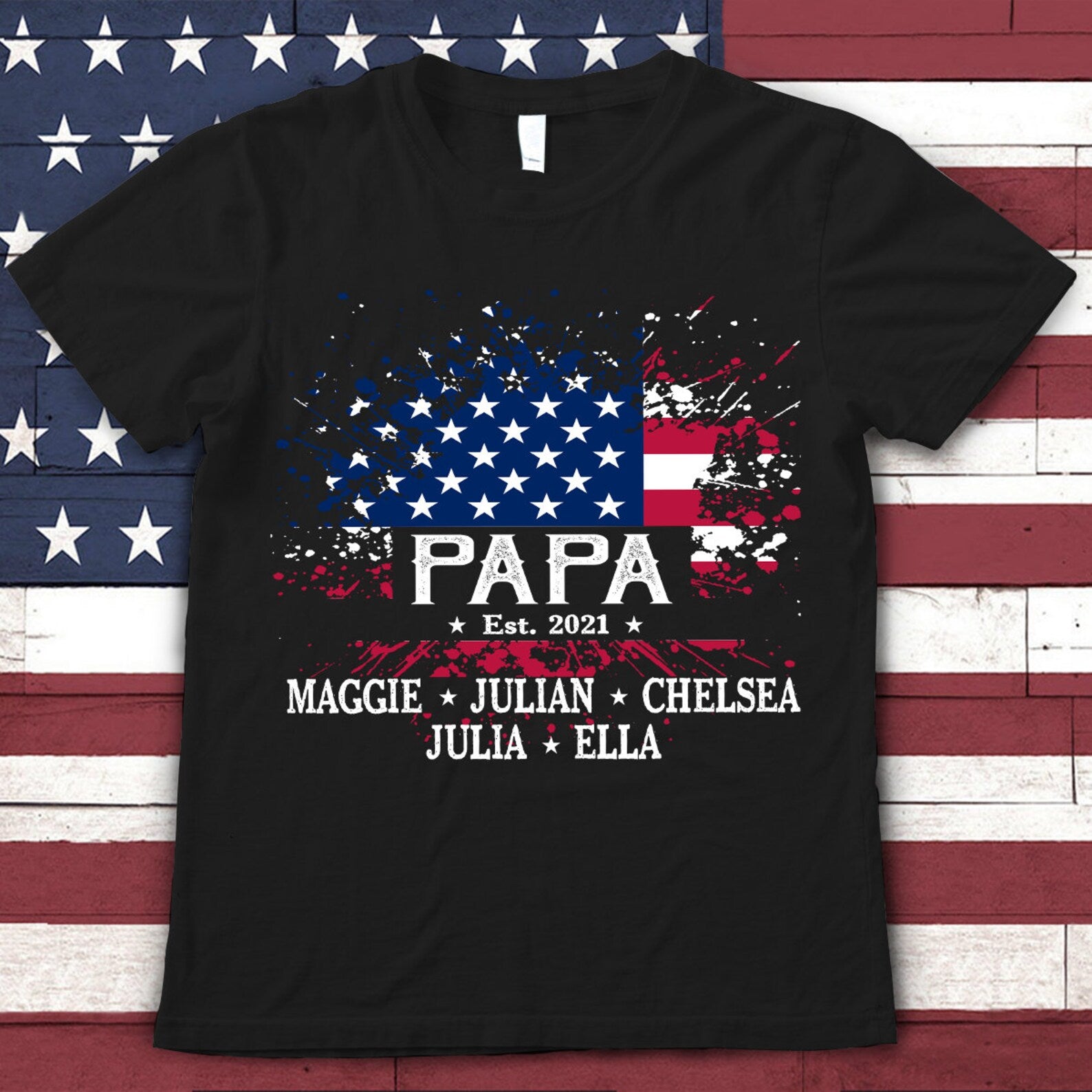 Personalized Papa Shirt, 4Th Of July Papa T-Shirt, American Papa