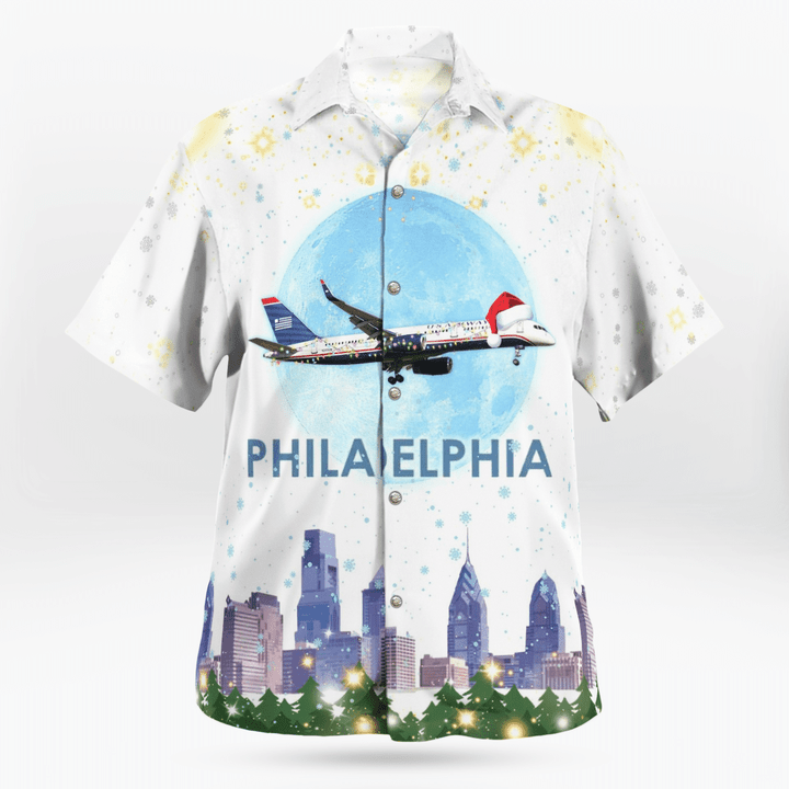 Us Airways Boeing 757 Over Philadelphia Hawaiian Shirt