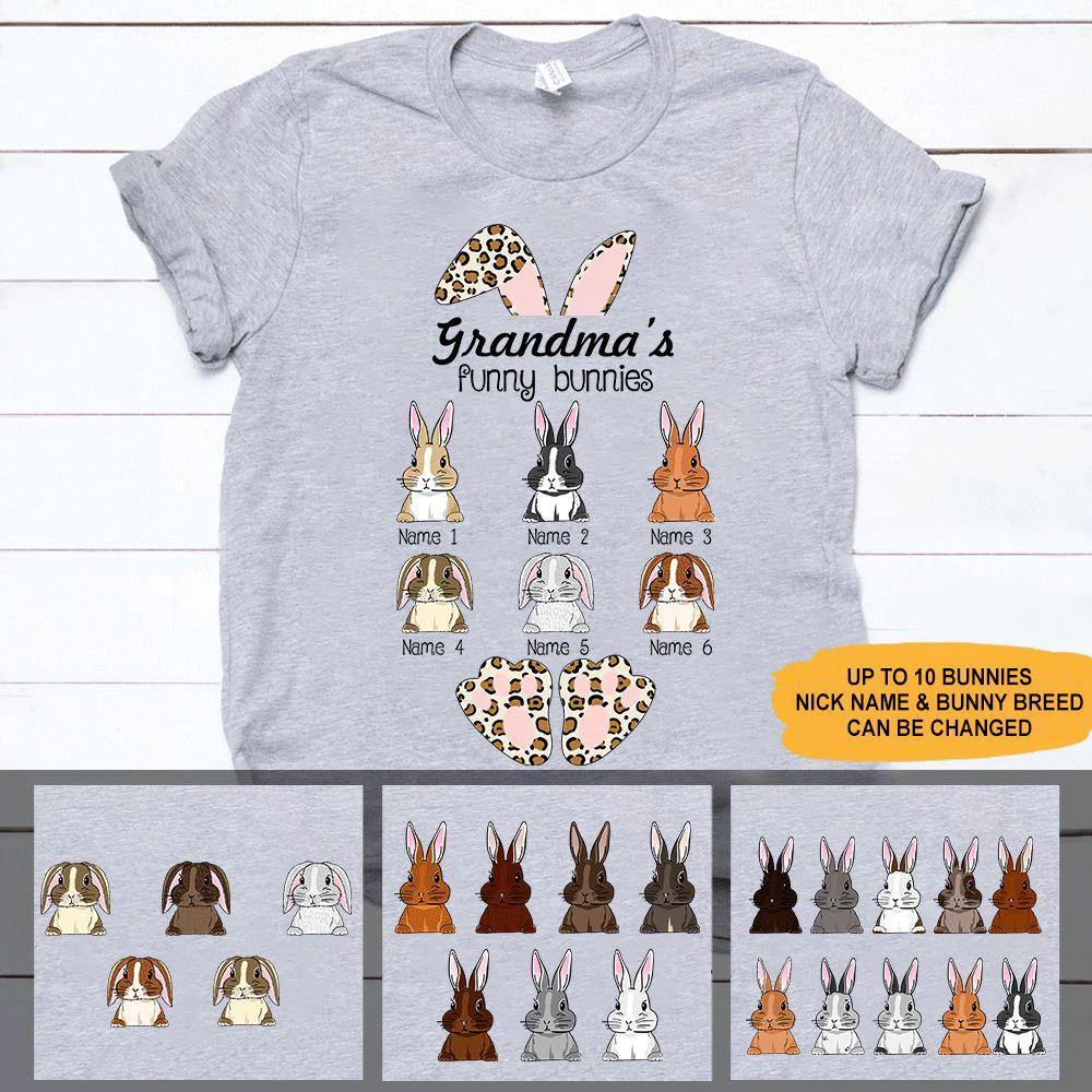 Easter Rabbit Grandma Custom T Shirt Grandma’S Funny Bunnies Personalized Gift