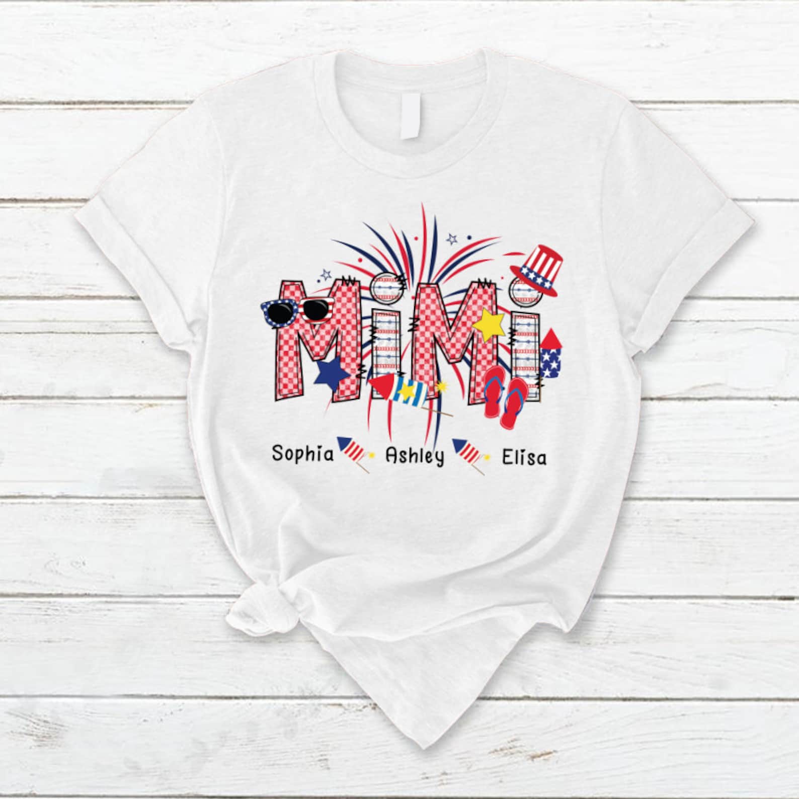 Personalized Grandma Shirt, Custom 4Th Of July Mimi Sweatshirt With Grandchild Names
