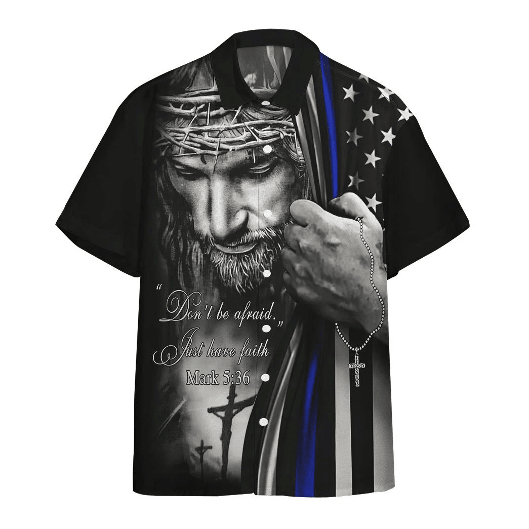 Jesus Christ Blue Line Flag Custom Short Sleeve Shirt