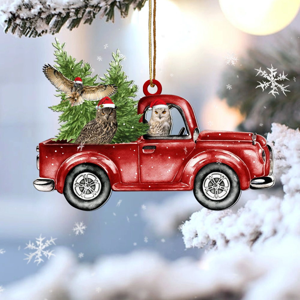 Owl Red Car Ornament – Gift For Bird Lover