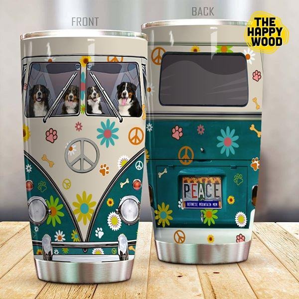 Personalized Hippie Bernese Moutain Dog In The Car Tumbler