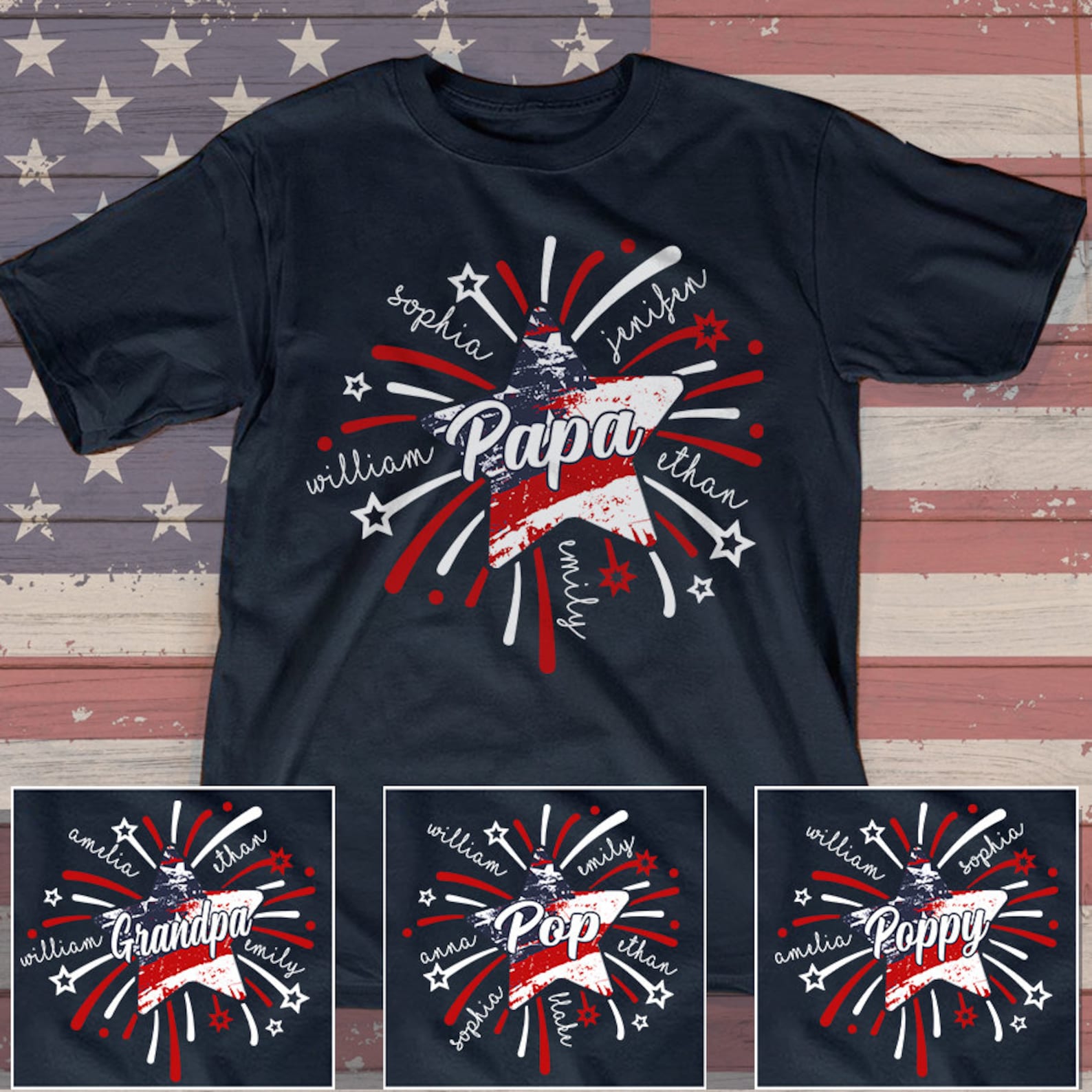 Patriotic 4Th Of July Grandpa Tee Shirt, Custom 4Th Of July Pops Shirt